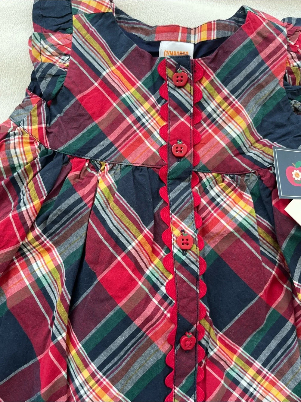 Gymboree Red and Navy Plaid Button-Front Dress